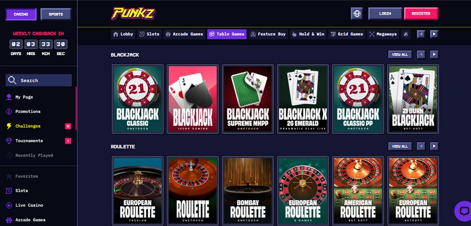 CasinoPunkz Casino live casino